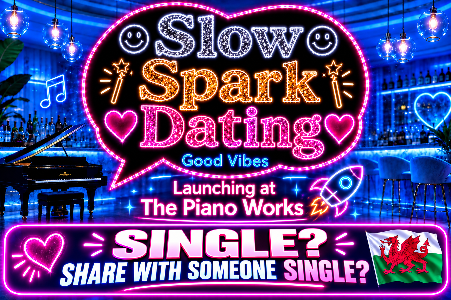 Slow Spark Dating Cardiff premium singles events at The Piano Works